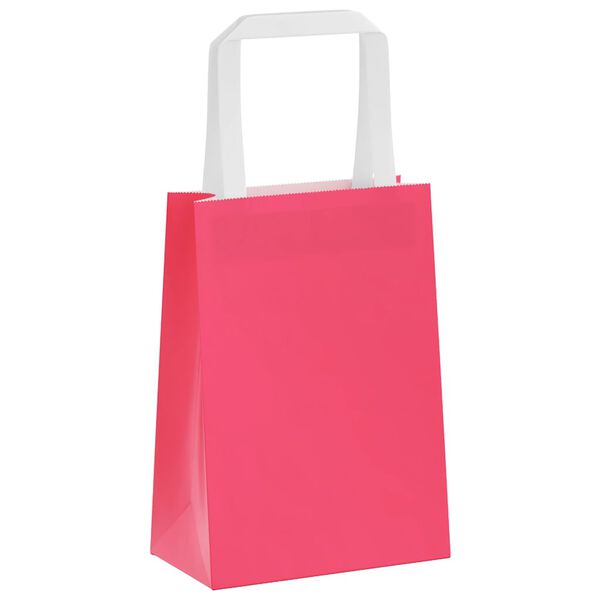 vidaXL Papieren zakken 50 st met hengsels 15x8x21 cm roze