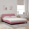 vidaXL Bed met matras "Dover" fluweel roze 160x200 cm