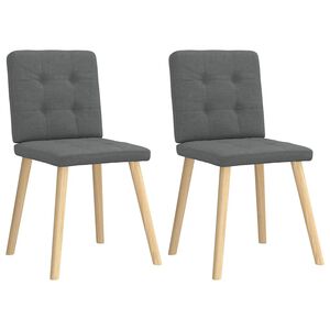 vidaXL Eetkamerstoelen 2 st stof donkergrijs