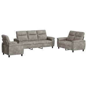vidaXL Bankstel 3 pcs Donkergrijs Nep Suede Leer