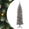 vidaXL Kunstmatige slanke kerstboom met 300 LED Groen en Wit 180 cm