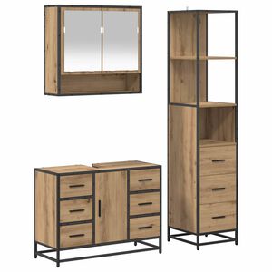 vidaXL Badkamermeubelset met lade 3 pcs Artisan Eiken Bewerkt hout