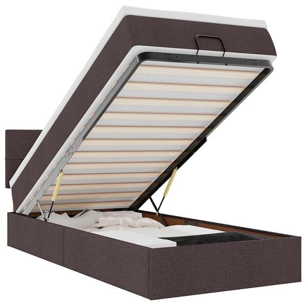 vidaXL Bed met matras 90x200 cm stof donkerbruin