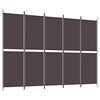 vidaXL Kamerscherm met 5 panelen 250x180 cm stof bruin