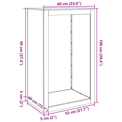 vidaXL Haardhoutrek 60x40x100 cm gegalvaniseerd staal