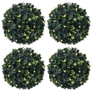 vidaXL Kunstbuxusballen met LED-verlichting 4 st 12 cm groen