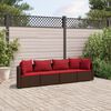 vidaXL 4-delige Loungeset met kussens poly rattan bruin