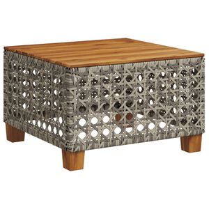vidaXL Tuintafel 55x55x36 cm poly rattan en acaciahout grijs