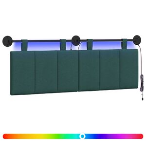 vidaXL Hangend hoofdbord Met LED-verlichting Donkergroen Stof