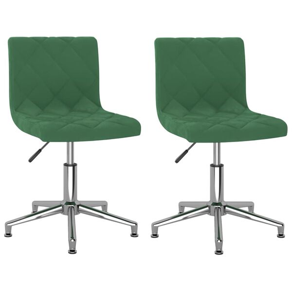 vidaXL Eetkamerstoelen draaibaar 2 st fluweel donkergroen