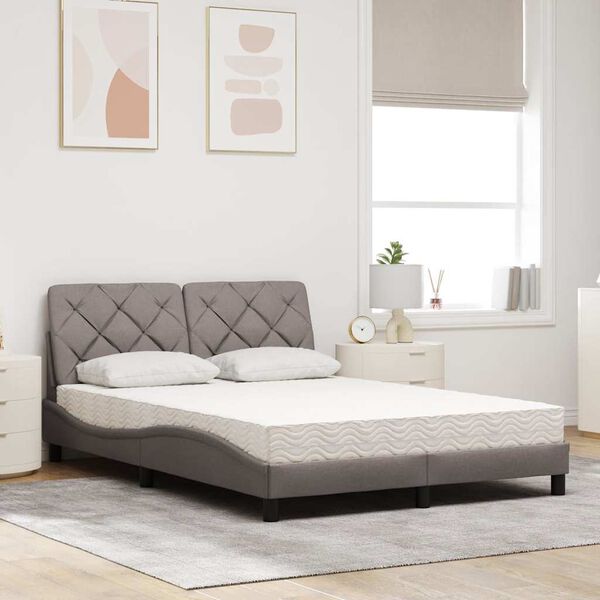 vidaXL Bed met matras stof taupe 120x200 cm