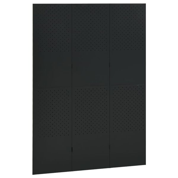 vidaXL Kamerscherm met 3 panelen 120x180 cm staal zwart