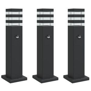 vidaXL Vloerlampen voor buiten 3 st met sensor 50 cm aluminium zwart