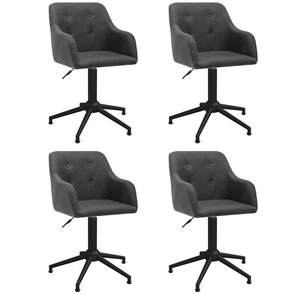 vidaXL Eetkamerstoelen 4 st draaibaar stof donkergrijs