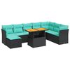 vidaXL 6-delige Loungeset met kussens poly rattan zwart