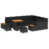 vidaXL Tuinbankenset 12 pcs Zwart Poly Riet en Poedercoated Staal
