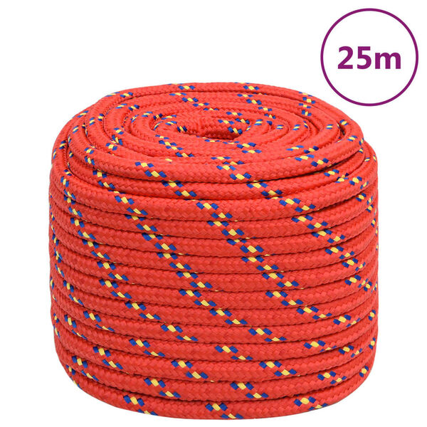 vidaXL Boottouw 16 mm 25 m polypropyleen rood