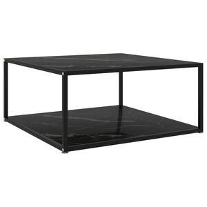 vidaXL Salontafel 80x80x35 cm gehard glas zwart