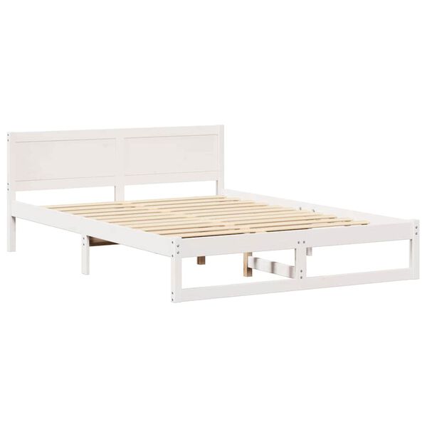 vidaXL Bedframe met hoofdeinde Wit 150 x 200 cm Massief grenenhout