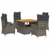 vidaXL 5-delige Tuinset met kussens poly rattan grijs