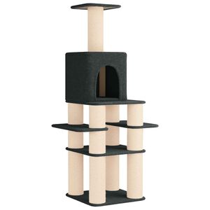 vidaXL Kattenboom met sisal krabpalen Donkergrijs 180 cm