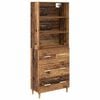 vidaXL Hoge kast met lade Oud Hout 69,5 x 32,5 x 180 cm Bewerkt hout