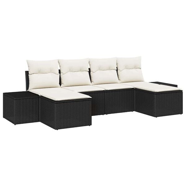 vidaXL Tuin Sofa Set met kussen 4 pcs Zwart en Crème poly rattan