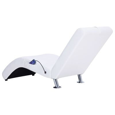 vidaXL Massage chaise longue met kussen kunstleer wit