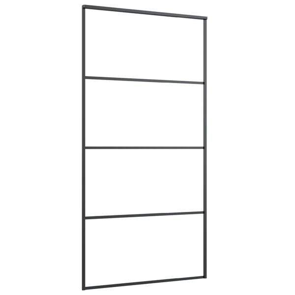 vidaXL Schuifdeur 102,5x205 cm mat ESG-glas en aluminium zwart