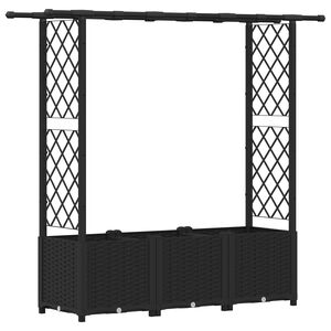 vidaXL Verhoogd Bed met Trellis en Dak Zwart 162,5 x 40 x 136 cm PP