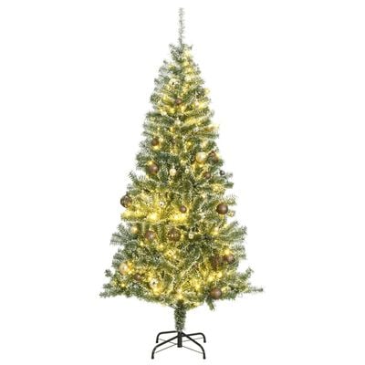 vidaXL Kunstkerstboom met 300 LED's kerstballen en sneeuw 240 cm