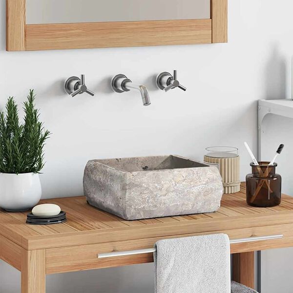 vidaXL Gootsteen 30x30x13 cm marmer grijs