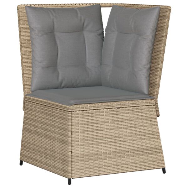 vidaXL Tuinhoekbank met kussens poly rattan beige
