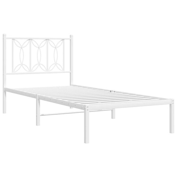 vidaXL Bedframe met hoofdbord metaal wit 90x200 cm