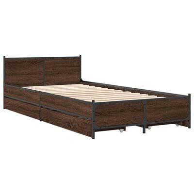 vidaXL Bedframe met lades bewerkt hout bruin eikenkleur 75x190 cm