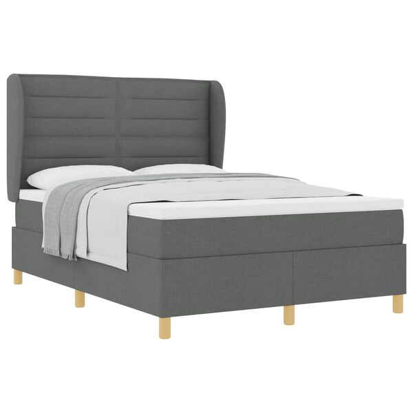 vidaXL Boxspringbed met Matras Donkergrijs 90x190 cm Donkergrijs Stof