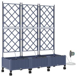 vidaXL Tuin Pot met Irrigatie en Wielen 3 st Grijs 120 x 40 x 132 cm