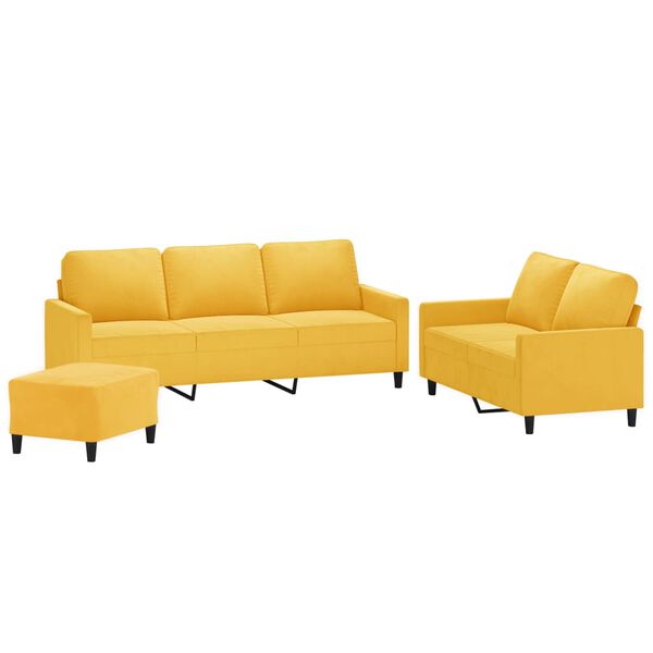 vidaXL 3-delige Loungeset met kussens fluweel geel