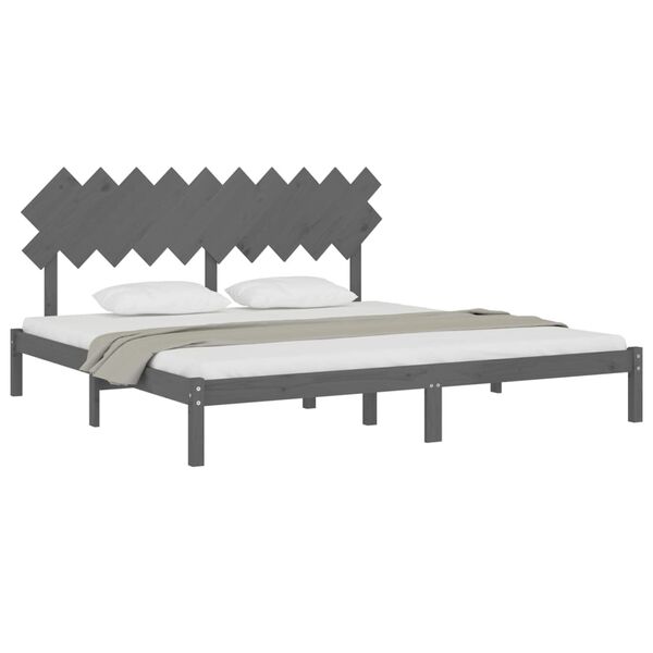 vidaXL Bedframe massief hout grijs 200x200 cm