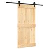 vidaXL Schuifdeur Naturel en Zwart 100 x 210 cm Massief Grenenhout