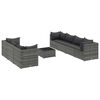 vidaXL 8-delige Loungeset met kussens poly rattan grijs