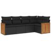 vidaXL 5-delige Loungeset met kussens poly rattan zwart