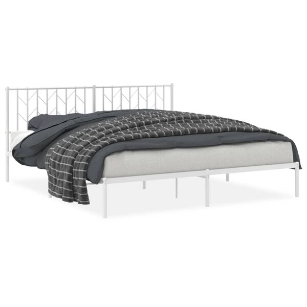 vidaXL Bedframe met hoofdbord metaal wit 183x213 cm