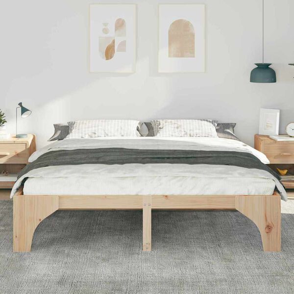 vidaXL Bedframe met opslag Bruin 200 x 200 cm Massief grenenhout