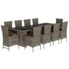 vidaXL 11-delige Tuinset met kussens poly rattan grijs