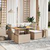 vidaXL 6-delige Loungeset met kussens poly rattan beige
