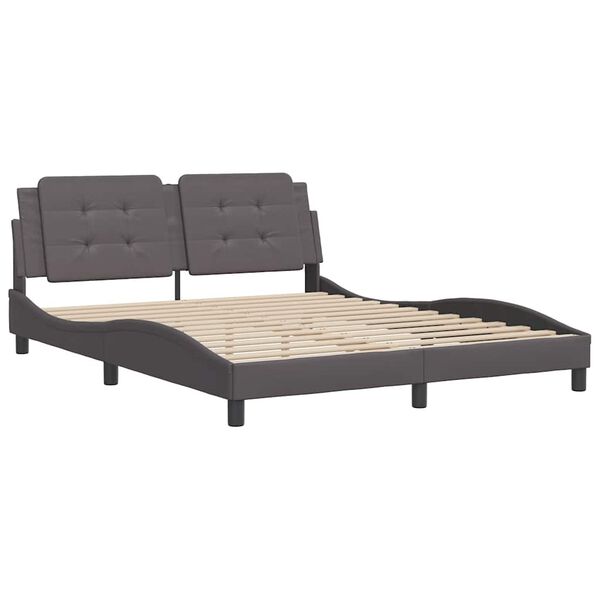 vidaXL Bedframe zonder matras "Zadar" kunstleer grijs 160x200 cm