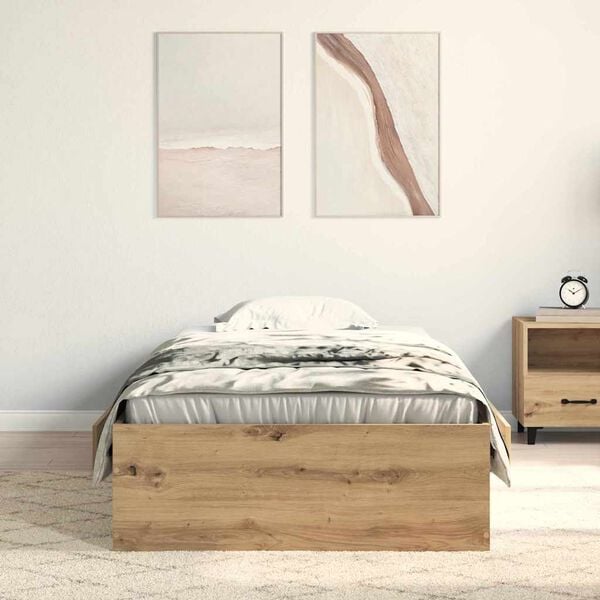 vidaXL Bedframe met lade Artisan Eiken 100 x 200 cm Bewerkt hout
