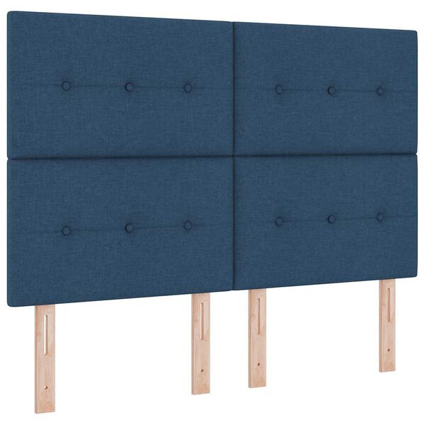 vidaXL Boxspring bed met matras met hoofdeinde Blauw 140 x 190 cm Stof