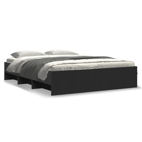 vidaXL Bedframe zonder matras 160x200 cm spaanplaat zwart